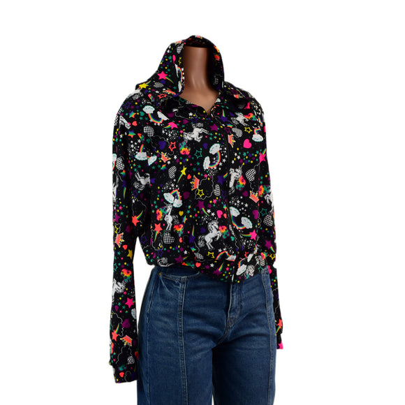 Hooded Kimberly Jacket in Unicorns and Rainbows