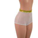 High Waist Pinup Shorts with Boy Cut Leg in Sheer White Mesh-3