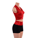 Red Sparkly Jewel and Black Zen 2pc Shorts and Crop Set-3