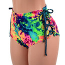 Acid Splash High Waist Siren Shorts with Ocean Sparkle Hip Laceups-2