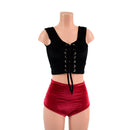 Black Velvet Laceup Crop Tank and Black Velvet High Waist Siren Shorts Set-5