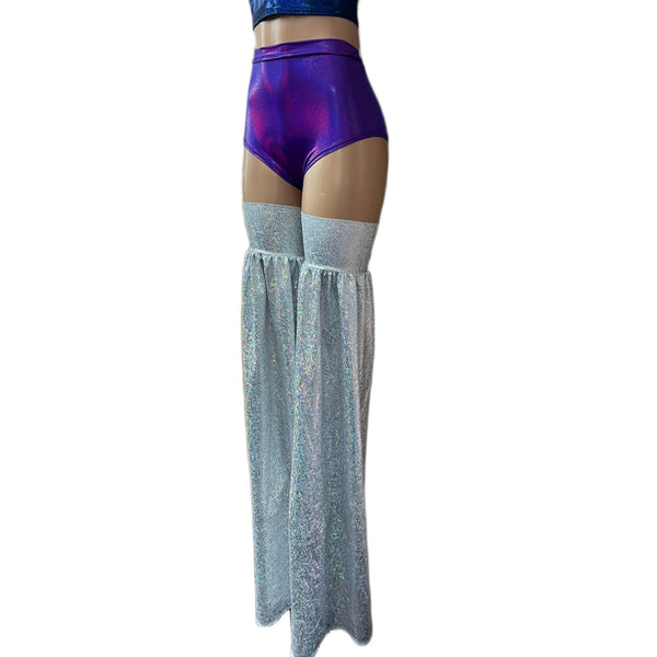 Silver on White Shattered Glass Stilt Covers - 6