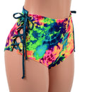 Acid Splash High Waist Siren Shorts with Ocean Sparkle Hip Laceups-1