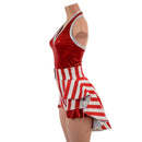 2PC Backless Bella Romper with V Neck and Hip Ruffles AND Mini Tux Back Belt Set-5