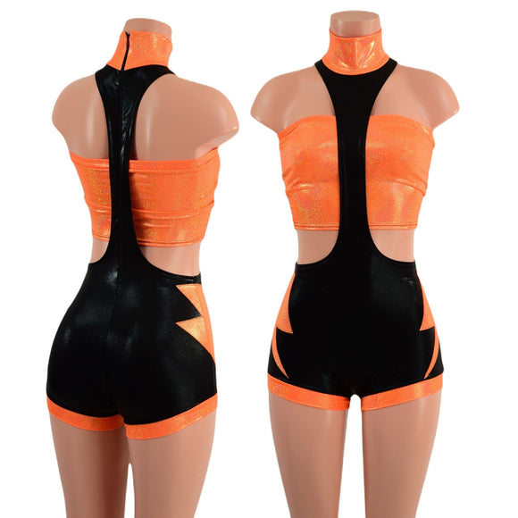 3PC UFO Suit with Bolt Applique and Mega Shoulder Bolero Set - Coquetry Clothing
