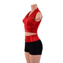 Red Sparkly Jewel and Black Zen 2pc Shorts and Crop Set-2