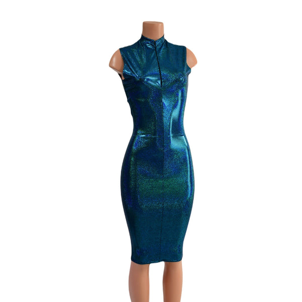 Ocean Sparkle Wiggle Dress with Front AND Back Zipper - 2