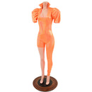 Asymmetrical One Legged Catsuit with Diana Collar, and Cuffed Victoria Sleeves-7