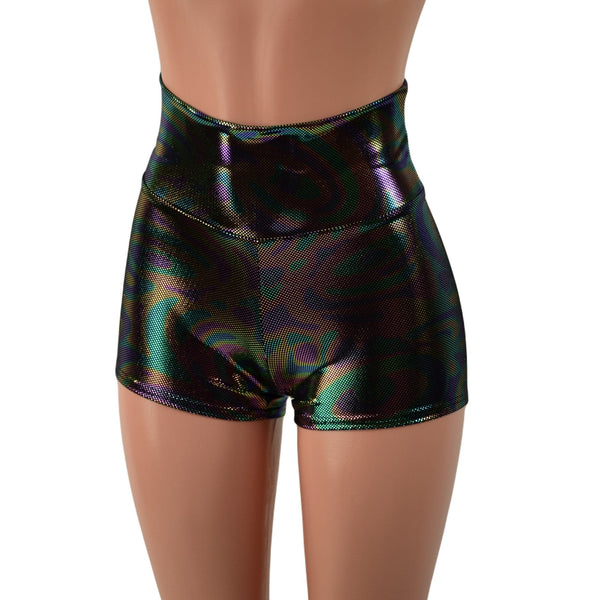 Oil Slick High Waist Shorts - 2