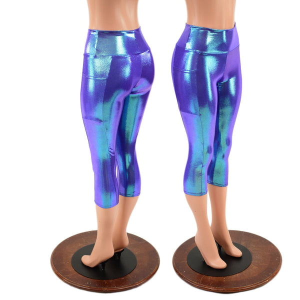 High Waist Side Pocket Capri Leggings in Moonstone - 1