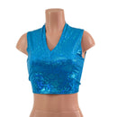 Turquoise Kaleidoscop V Neck Sleeveless Crop Top-5