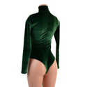 Green Velvet Romper with Window Neckline and Brazilian Cut Leg - 4