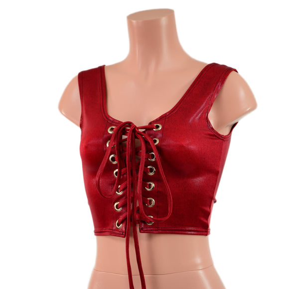 Coagulant Red Laceup Crop Tank