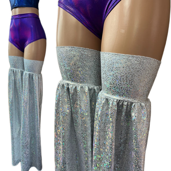 Silver on White Shattered Glass Stilt Covers - 5