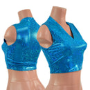 Turquoise Kaleidoscop V Neck Sleeveless Crop Top-1
