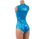 Turquoise Kaleidoscope Sleeveless Romper with Plunging Laceup Neckline-6