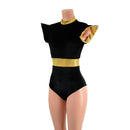 Black Zen Romper with Gold Sparkly Jewel Trim-6
