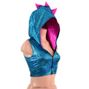 Dragon Hooded Sleeveless Crop Top with Zipper Front-5