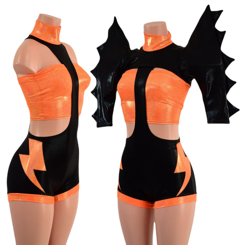 3PC UFO Suit with Bolt Applique and Mega Shoulder Bolero Set - Coquetry Clothing