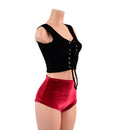 Black Velvet Laceup Crop Tank and Black Velvet High Waist Siren Shorts Set-2