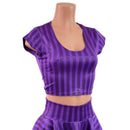 Nevermore Stripes Cap Sleeve Crop Top with Scoop Neckline-2