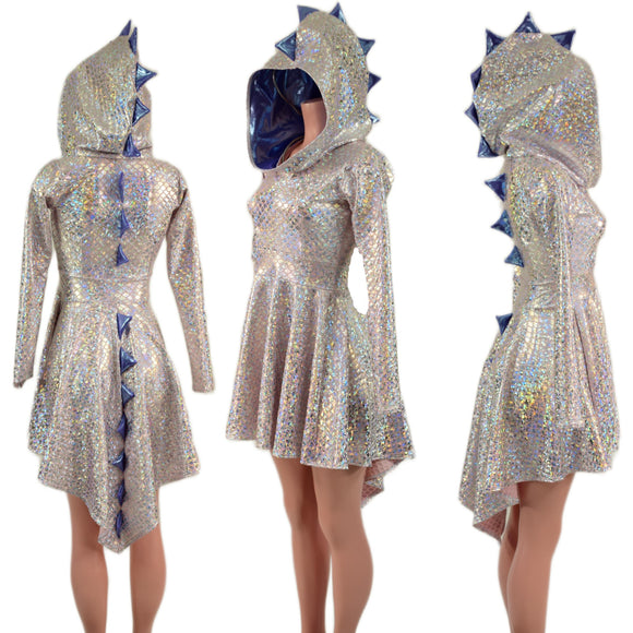 Long Sleeve Dragon Tail Hooded Skater Dress