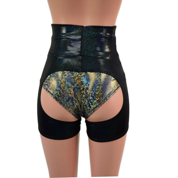 High Waist Short Chaps in Black Holographic (Shorts Sold Separately)