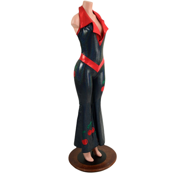 Cherry Solar Flare V Front Catsuit with Showtime Collar - 3