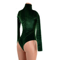 Green Velvet Romper with Window Neckline and Brazilian Cut Leg - 3