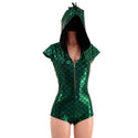 Green & Black Zipper Front Dragon Romper - 7