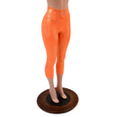 High Waist Capri Leggings in Neon Orange Sparkly Jewel-5