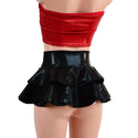 Ultra Mini Open Front Lace Up Skirt with Tiered Double Ruffle in 10" Length - 3