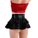 Ultra Mini Open Front Lace Up Skirt with Tiered Double Ruffle in 10" Length - Coquetry Clothing