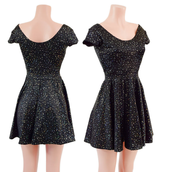Star Noir Cap Sleeve Skater Dress