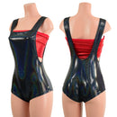 Black Holographic Suspender Overall Romper with Boy Cut Leg (top sold separately) - Coquetry Clothing