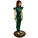 Girls Green Kaleidoscope Catsuit with Front Zipper and Ruffle Rump - Coquetry Clothing