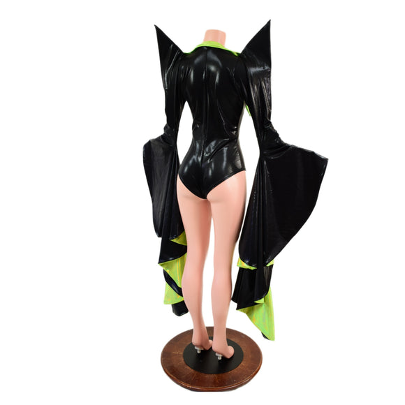 Sorceress Sleeve Romper with Demonica Collar and Siren Cut Leg