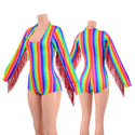 Long Sleeve Rainbow Romper with Fringe - 5