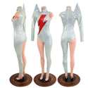 Bowie Inspired Frostbite Catsuit with Red Bolt and Mega Sharp Shoulder - 1