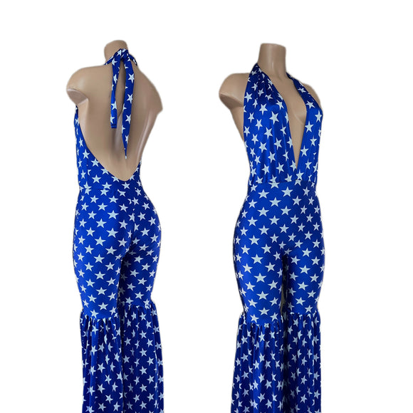 Blue and White Stars Stilting Costume