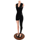 Asymmetrical Black Mystique Catsuit Set with Grape Holo Victoria Sleeve Bolero-8