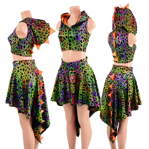 Dragon Tail Skirt & Crop Hoodie Set - Coquetry Clothing