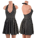 Black & White Polka Dot Halter Skater Dress - 1