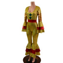 Gold Klown Jumpsuit with Green Stars and Red Stripes, Triple Tier Ruffled Bells-5