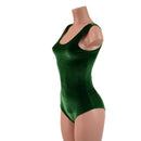 Green Velvet Tank Style Romper with Siren Cut Leg-6