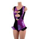 Split Color Suspender Romper with Hip Ruffles and O-ring Crop Top-6