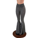 Black and White Polka Dot Print High Waist Bell Bottom Flares-7