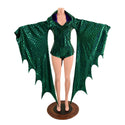 Succubus Sleeve Dragon Hooded Romper with Dragon Tail Ruffle Rump - 5