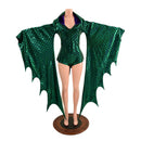 Succubus Sleeve Dragon Hooded Romper with Dragon Tail Ruffle Rump - Coquetry Clothing