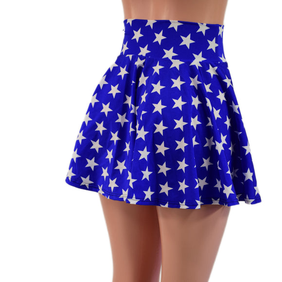 READY to SHIP 15" Blue and White Star Circle Cut Skirt